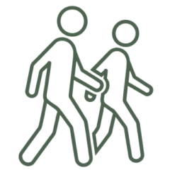 Two walking outline figures icon