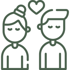 Stylized couple icon with heart